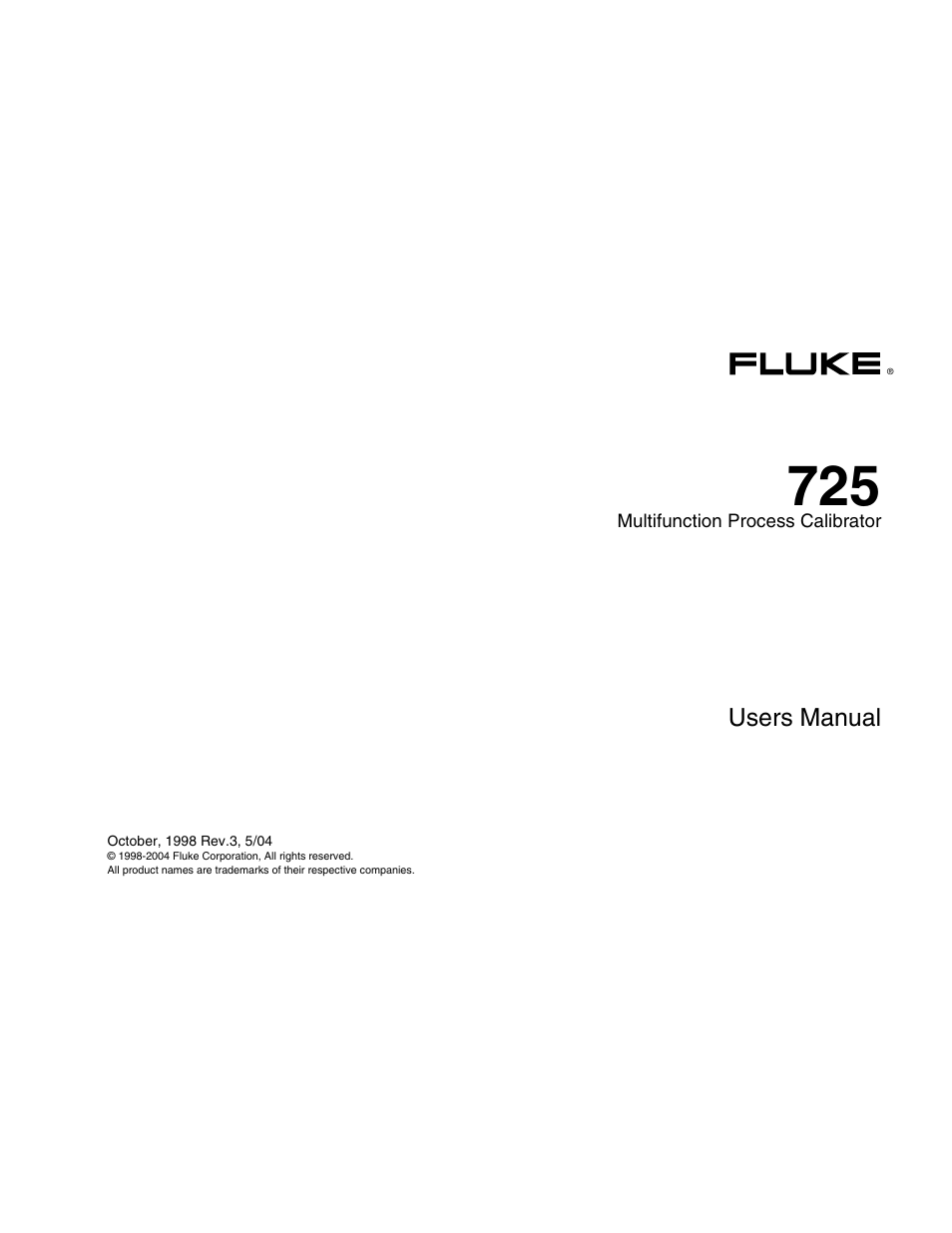 Fluke 725 User Manual | 72 pages