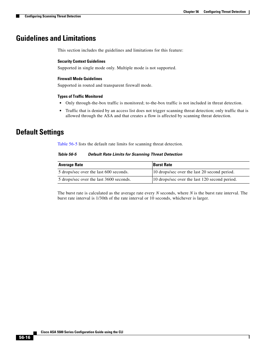Guidelines and limitations, Default settings | Cisco ASA 5505 User Manual | Page 1202 / 1994