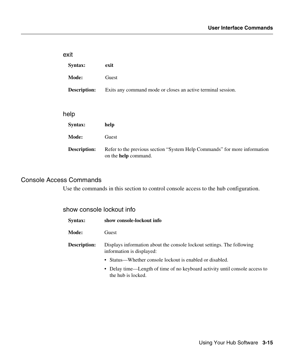 Console access commands | Cisco 1503 User Manual | Page 15 / 48