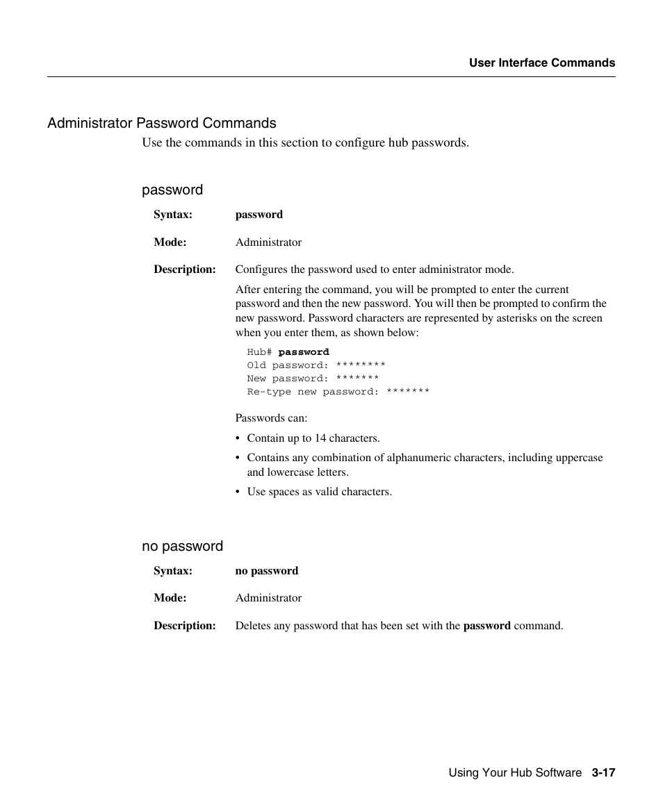 Administrator password commands | Cisco 1503 User Manual | Page 17 / 48