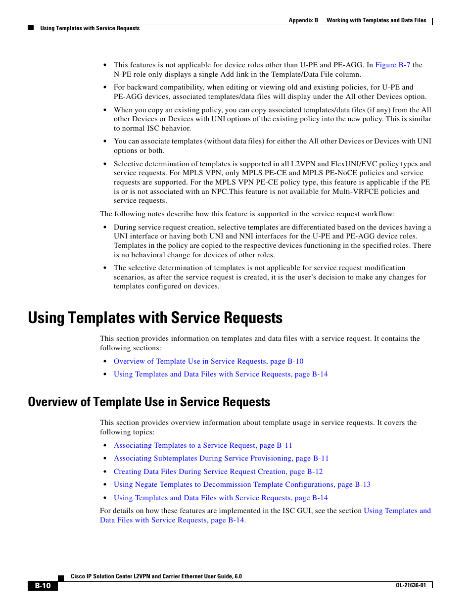 Using templates with service requests, Overview of template use in service requests, Using templates with | Cisco OL-21636-01 User Manual | Page 346 / 398