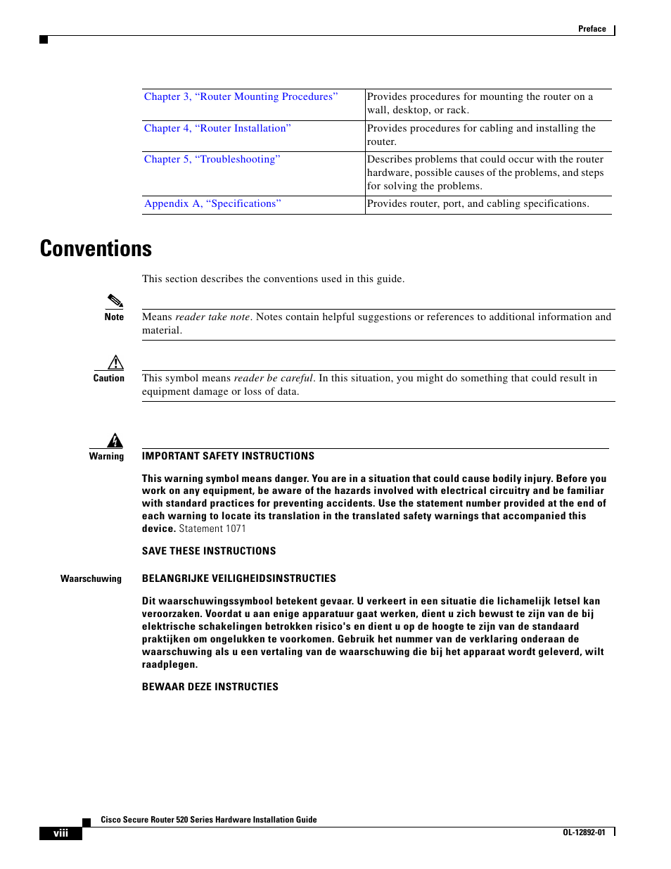 Conventions | Cisco 520 User Manual | Page 8 / 64