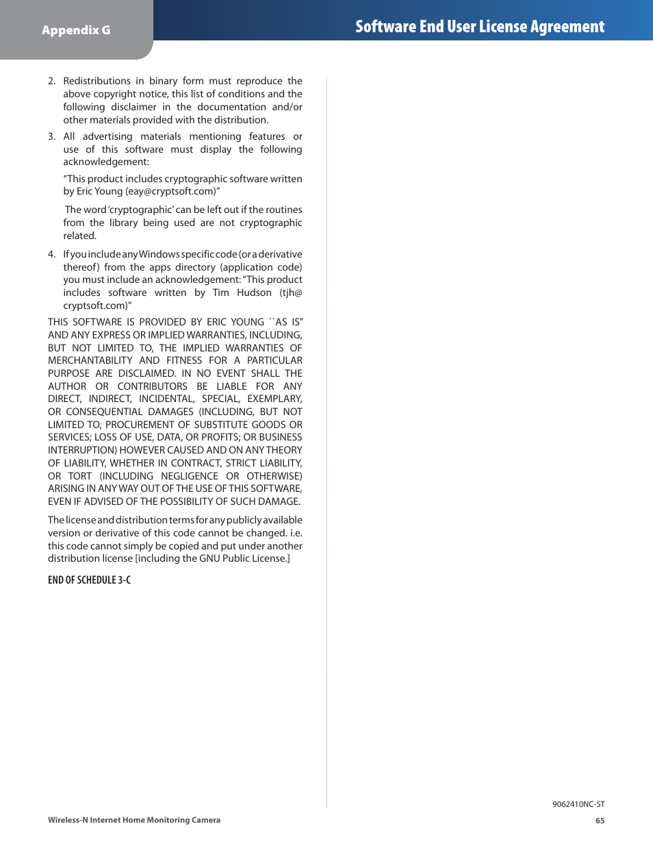 Software end user license agreement | Cisco WVC80N User Manual | Page 66 / 66