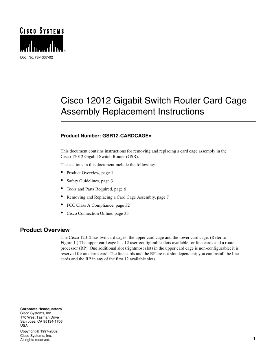 Cisco 12012 User Manual | 34 pages