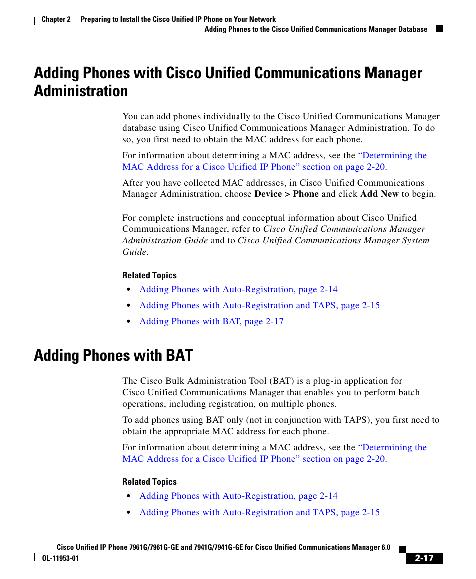 Adding phones with bat, Adding phones with bat” section on | Cisco OL-11953-01 User Manual | Page 17 / 20