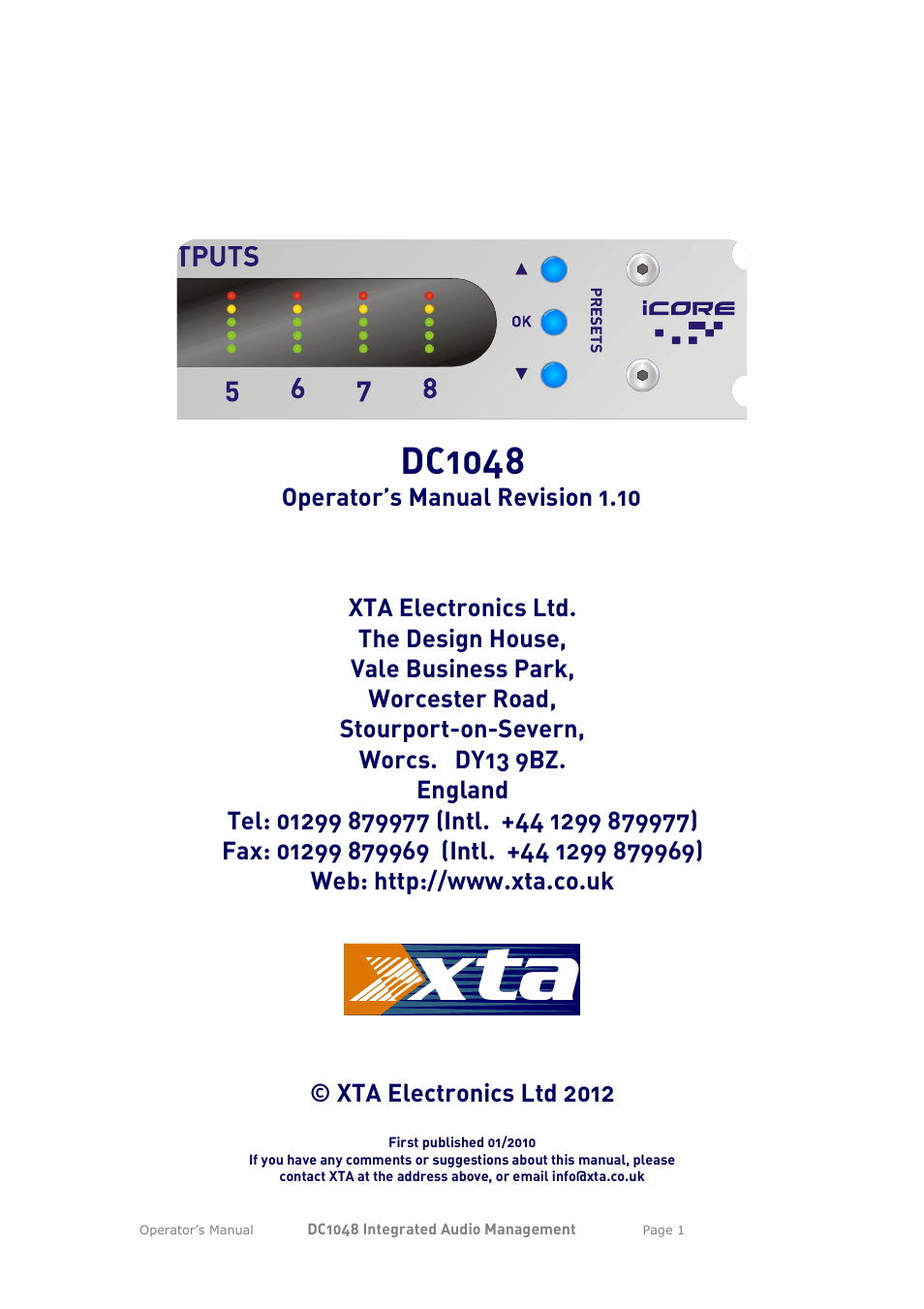 XTA DC1048 User Manual | 60 pages