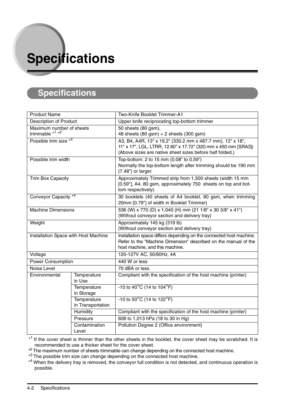 Specifications, Specifications -2 | Canon Trimmer User Manual | Page 23 / 26