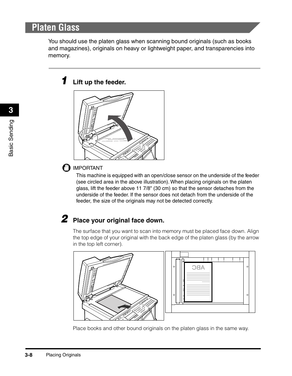 Platen glass, Platen glass -8 | Canon IMAGERUNNER 2010F User Manual | Page 91 / 382