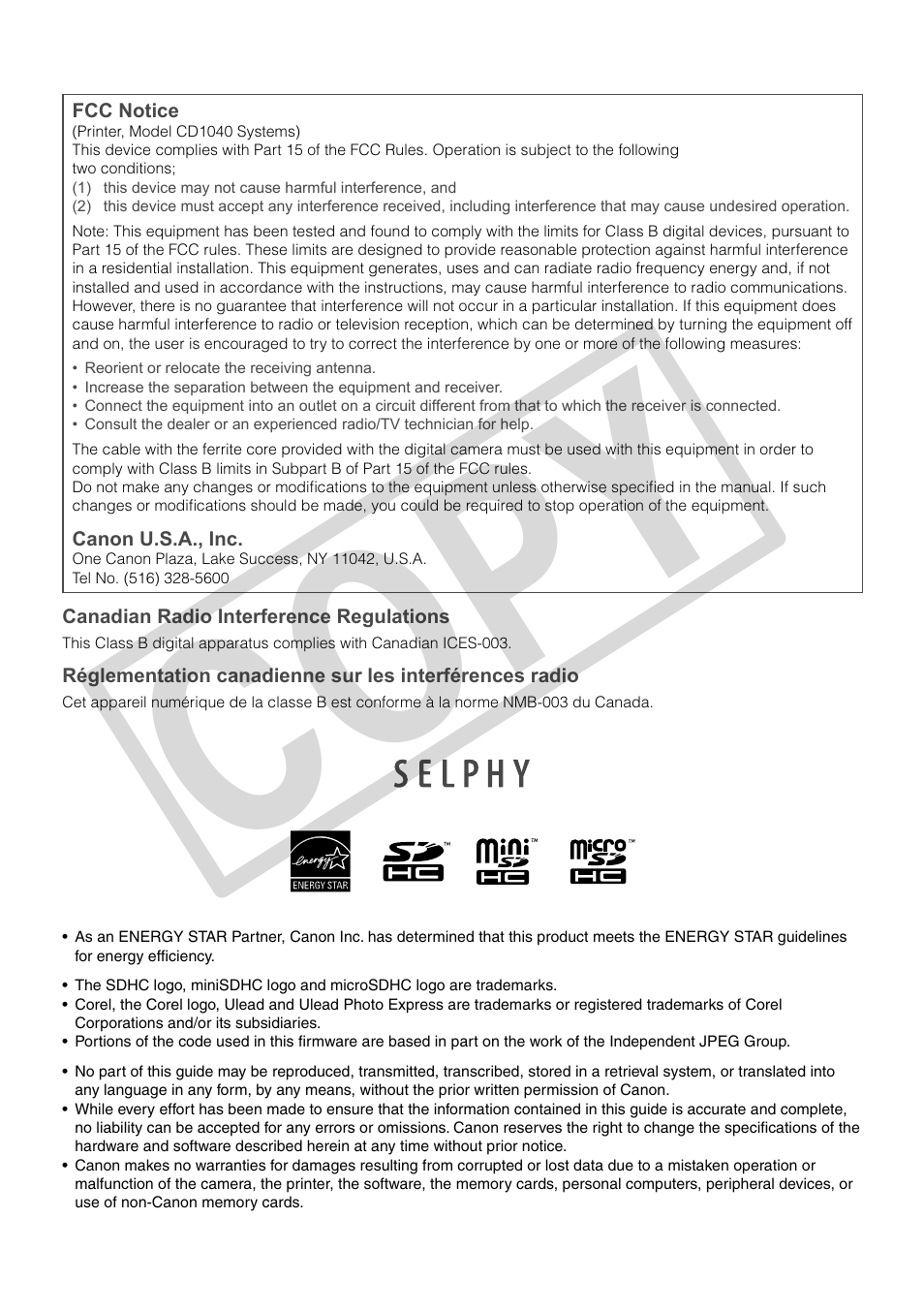 Co py | Canon SELPHY CDI-E370-010 User Manual | Page 32 / 32