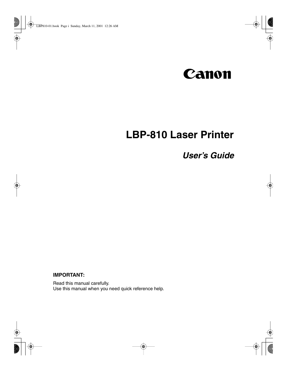 Canon LBP-810 User Manual | 180 pages