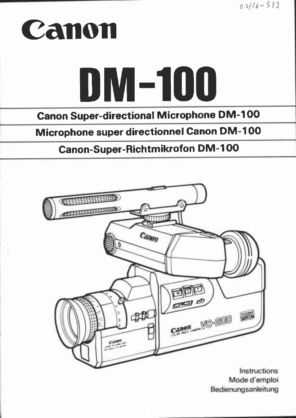 Canon DM-100 User Manual | 20 pages
