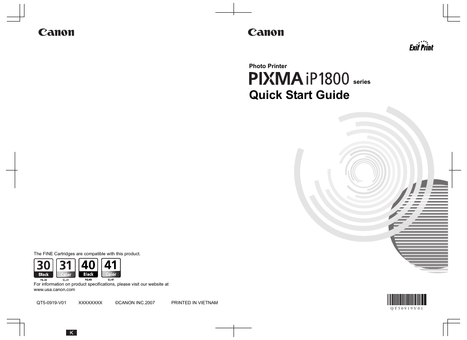 Canon iP1800 Series User Manual | 72 pages