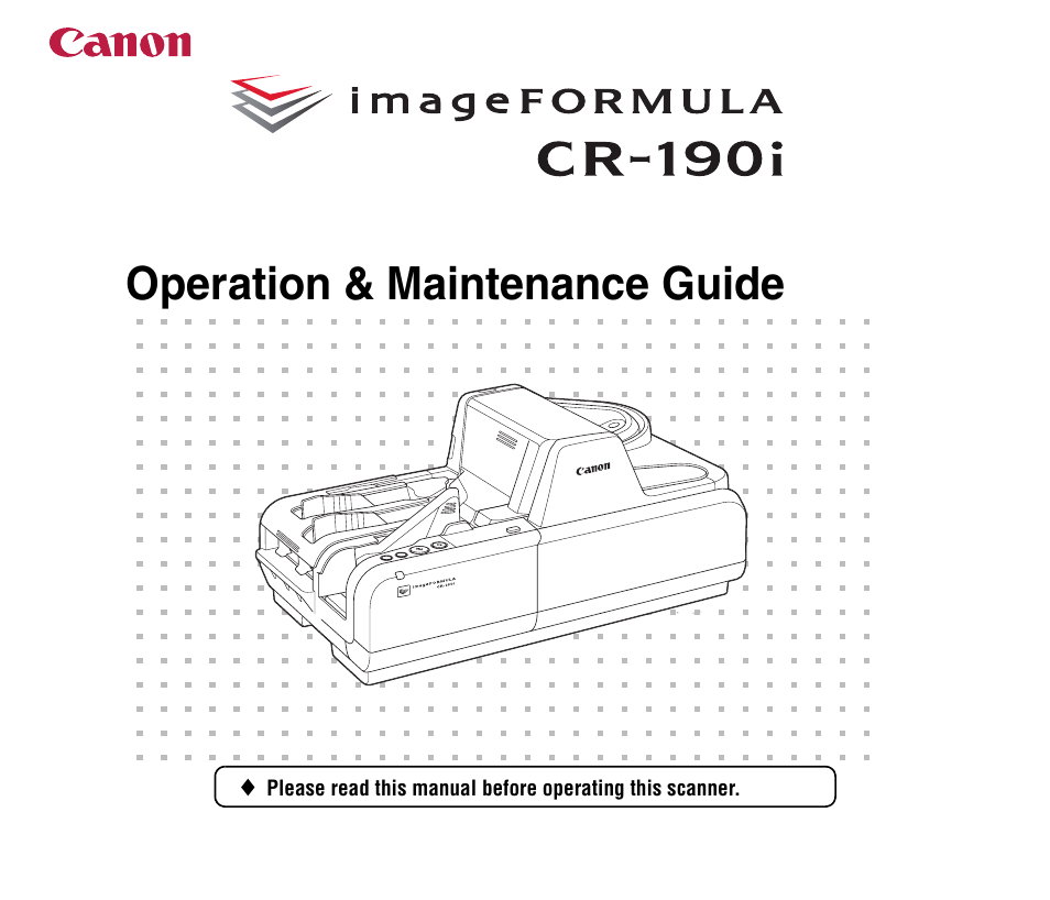 Canon IMAGEFORMULA CR-190I M111021 User Manual | 31 pages
