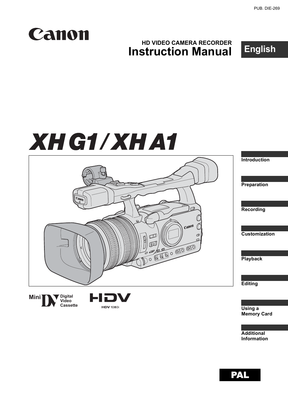 Canon XH A1 User Manual | 159 pages