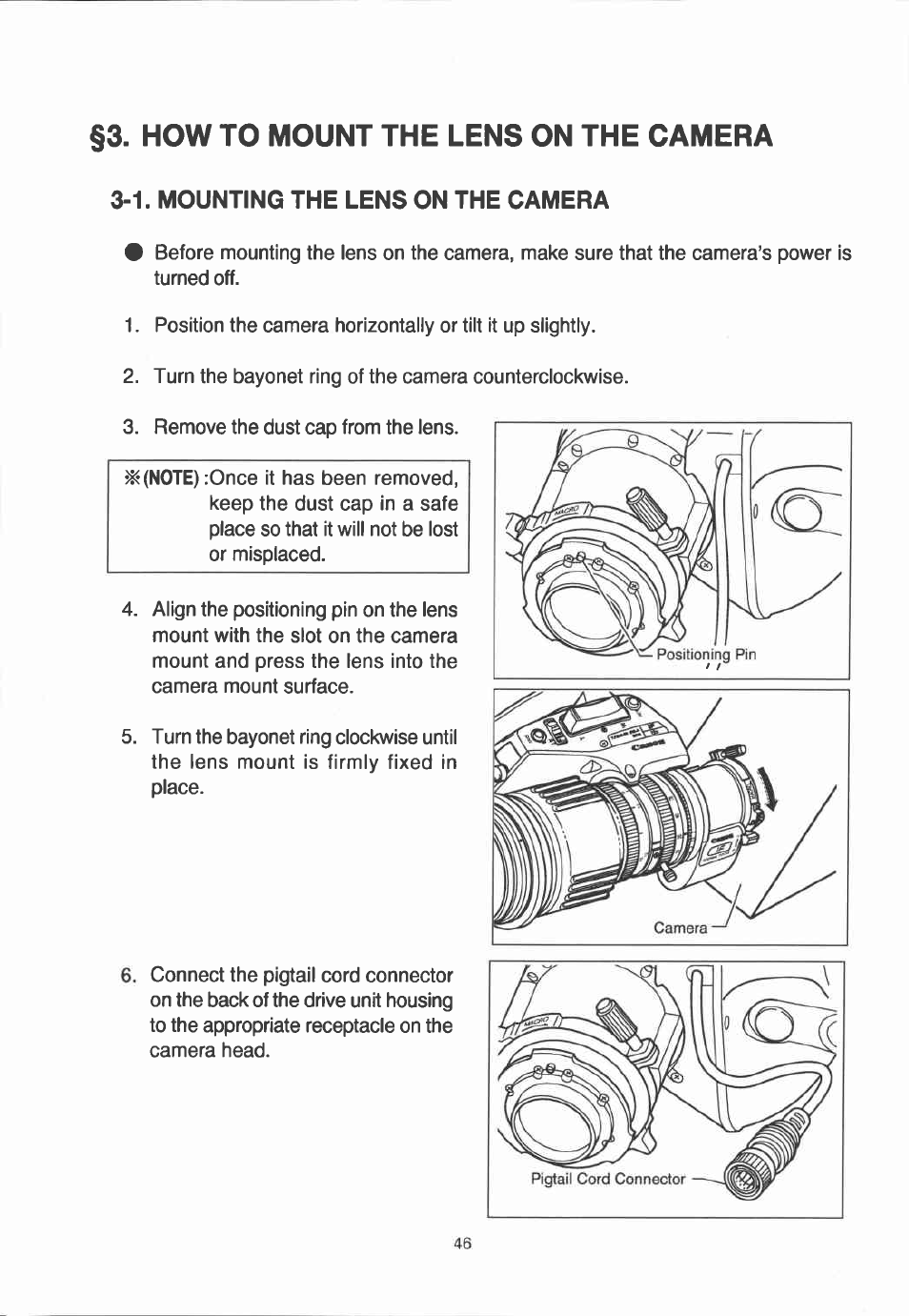 How to mount the lens on the camera | Canon YJ12X6.5B IRS-A User Manual | Page 18 / 46