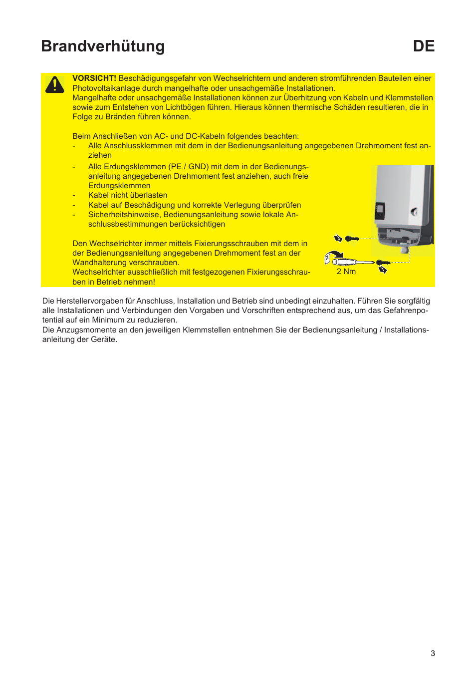 Brandverhütung de | Fronius Primo Installation User Manual | Page 5 / 48