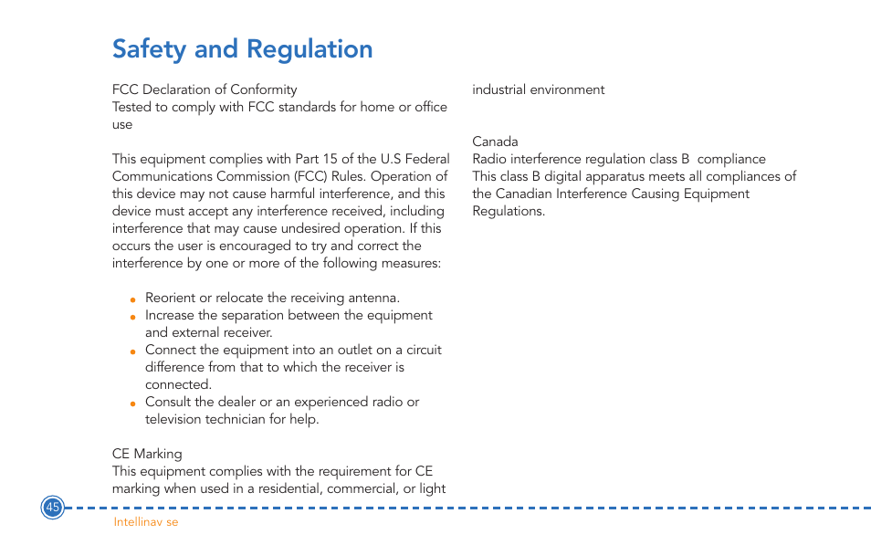 Safety and regulation | Intellinav SE User Manual | Page 47 / 60