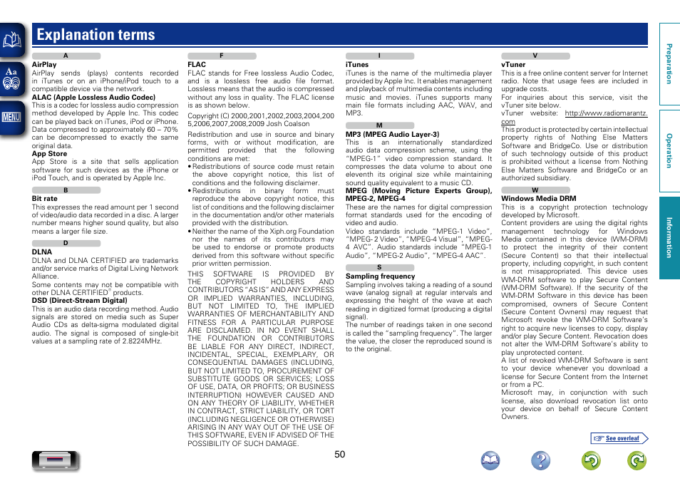 Explanation terms | Marantz NA-11S1 User Manual | Page 53 / 65