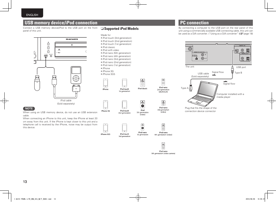 Pc connection | Marantz SA-KI Pearl Lite User Manual | Page 18 / 36