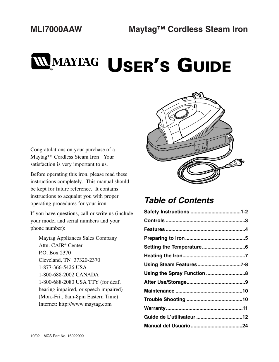 Maytag MLI7000AAW User Manual | 36 pages