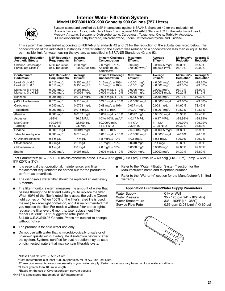 Interior water filtration system | Maytag MFX2570AEM User Manual | Page 21 / 70