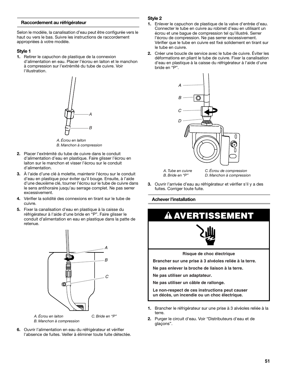 Avertissement | Maytag MFX2570AEM User Manual | Page 51 / 70