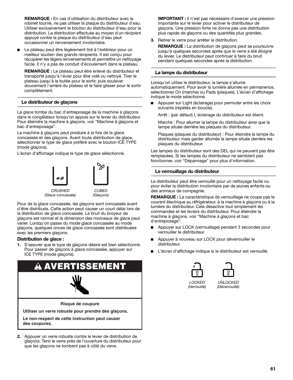 Avertissement | Maytag MFX2570AEM User Manual | Page 61 / 70