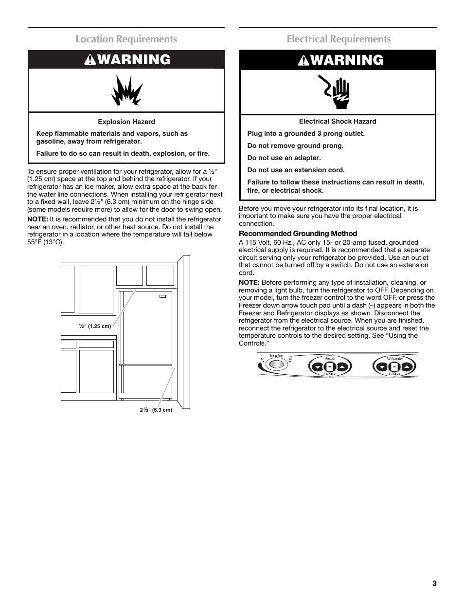 Warning, Location requirements, Electrical requirements | Maytag MBF2562HEW User Manual | Page 3 / 66