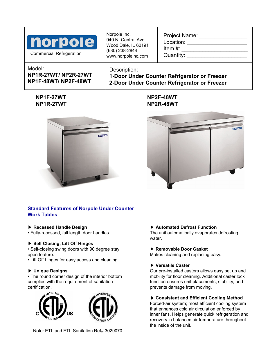 Norpole NP1R-27WT User Manual | 2 pages