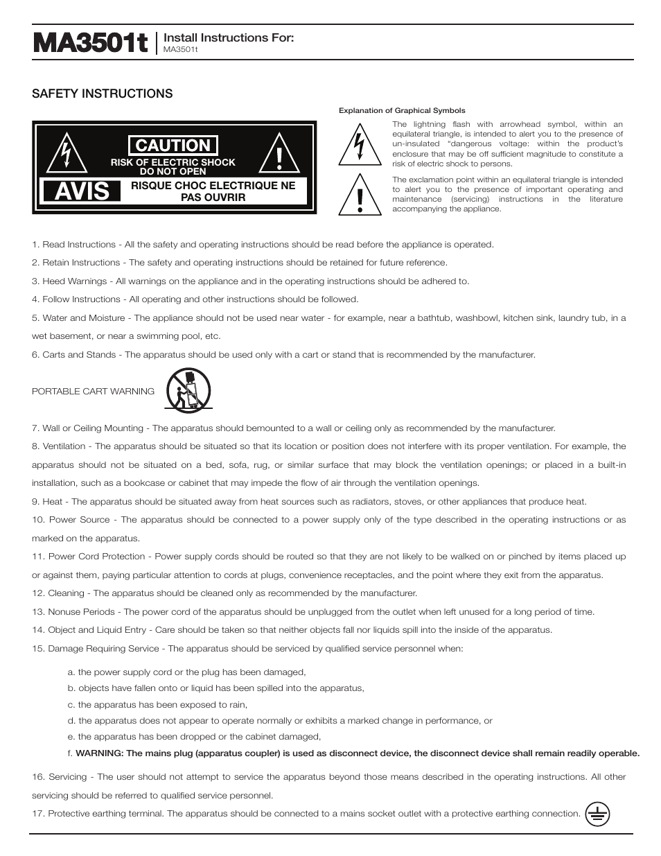 Ma3501t, Avis, Caution | Soundtube MA3501t User Manual | Page 2 / 8