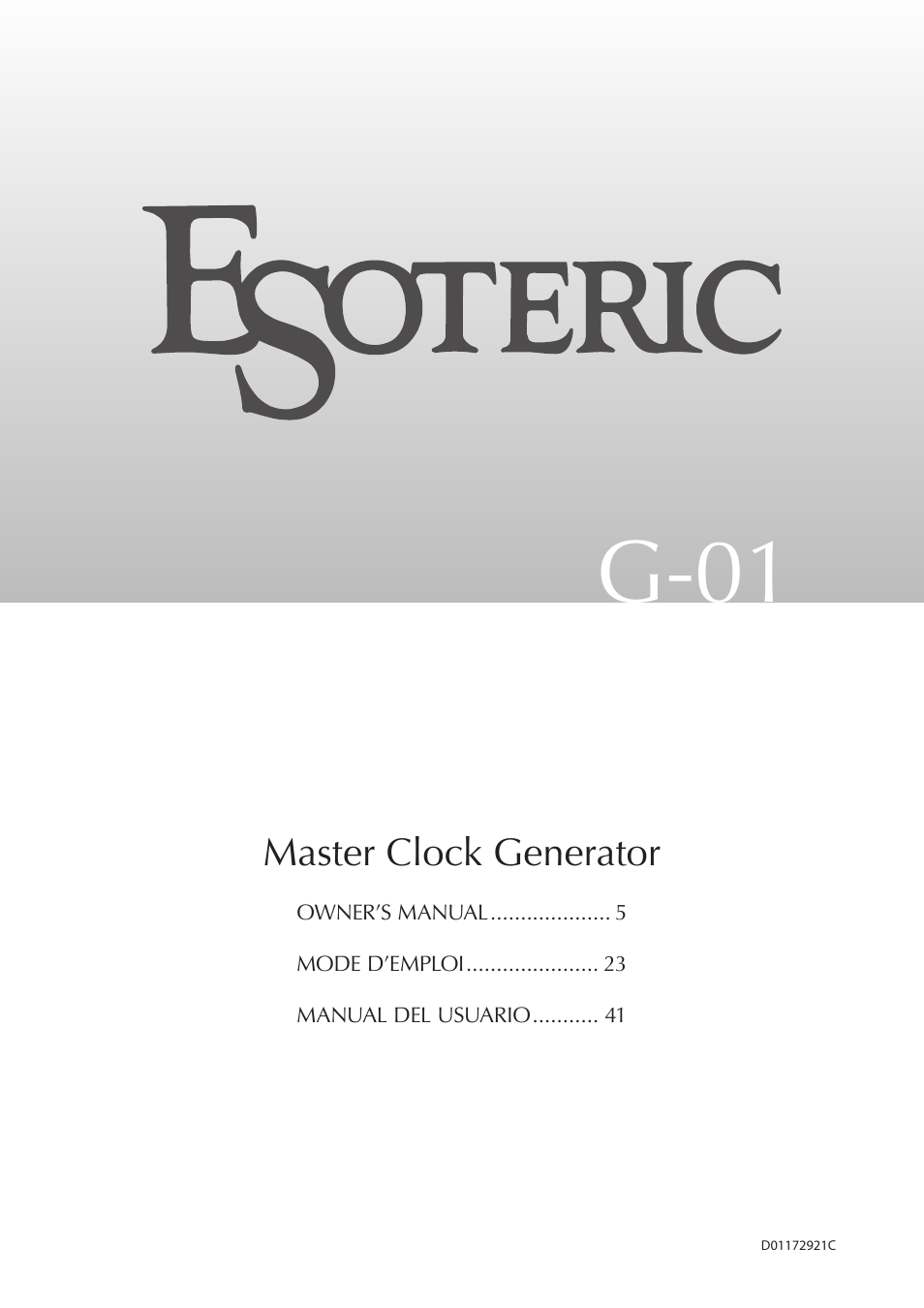 Teac G-01 User Manual | 60 pages