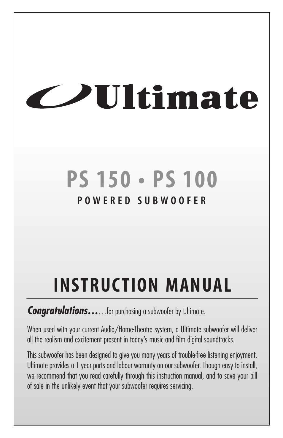 Ultimate-sound Power Sub User Manual | 6 pages