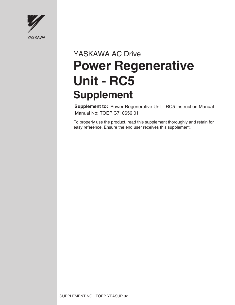 Yaskawa RC5 User Manual | 4 pages