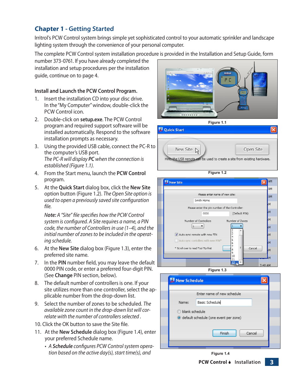 3chapter 1 - getting started | Irritrol PCW Control User Manual | Page 5 / 33