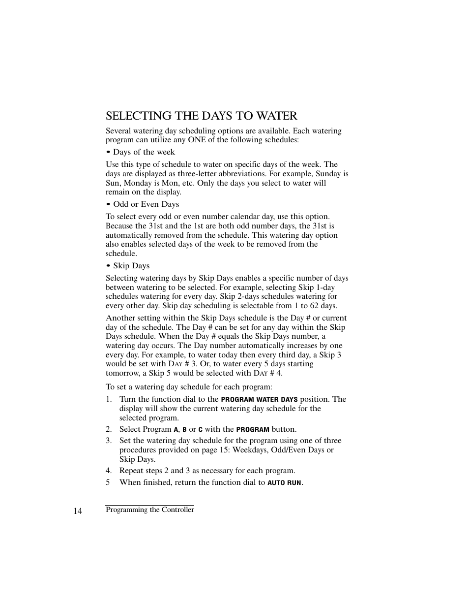 Selecting the days to water | Irritrol IBOC-Plus User Manual | Page 16 / 28