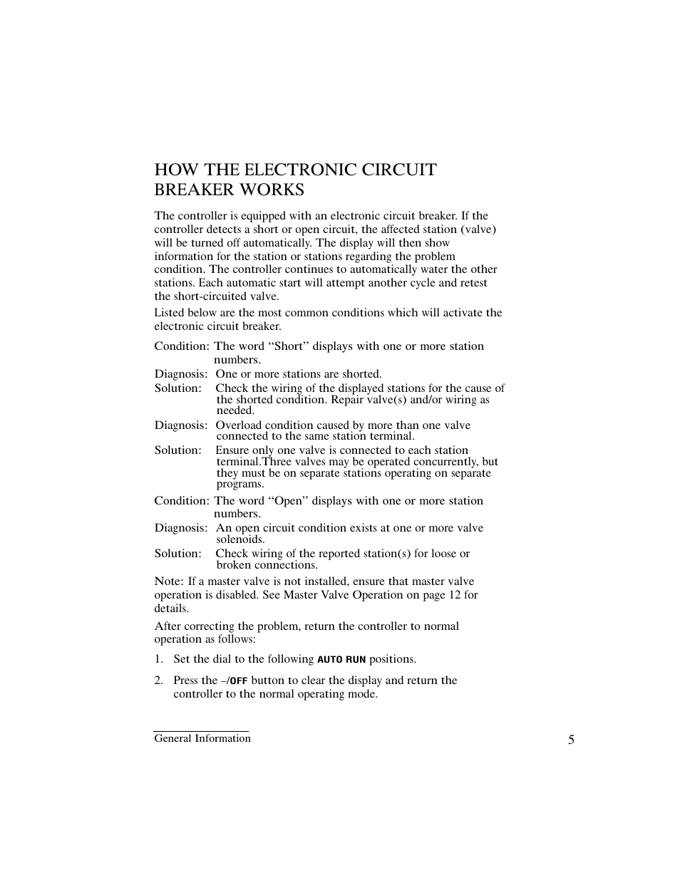 How the electronic circuit breaker works | Irritrol IBOC-Plus User Manual | Page 7 / 28