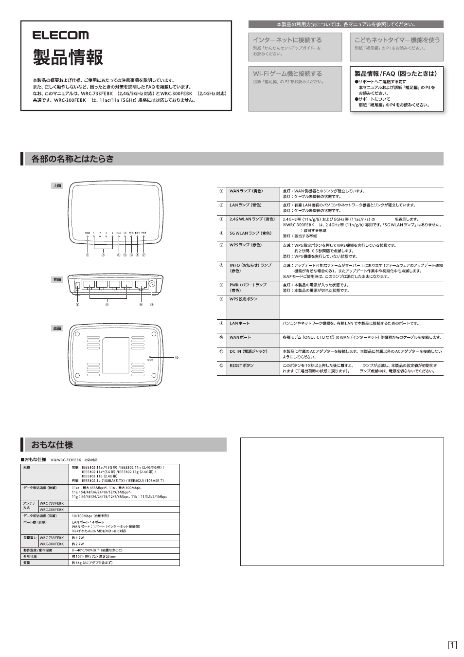 Elecom WRC-300FEBK-A 1.製品情報 User Manual | 2 pages