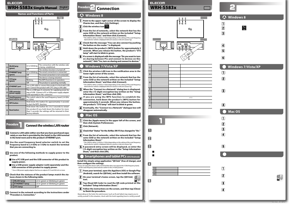 Elecom WRH-S583xx 設定手順書１ User Manual | 2 pages