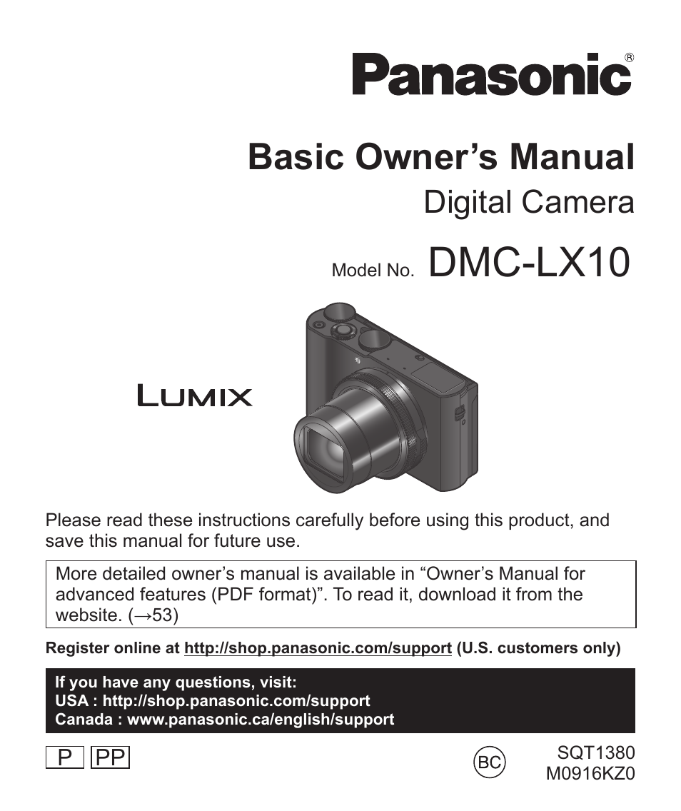 Panasonic Lumix DMC-LX10K User Manual | 72 pages