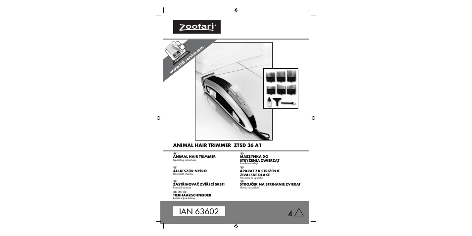 Zoofari Animal Hair Trimmer ZTSD 36 A1 User Manual | 61 pages