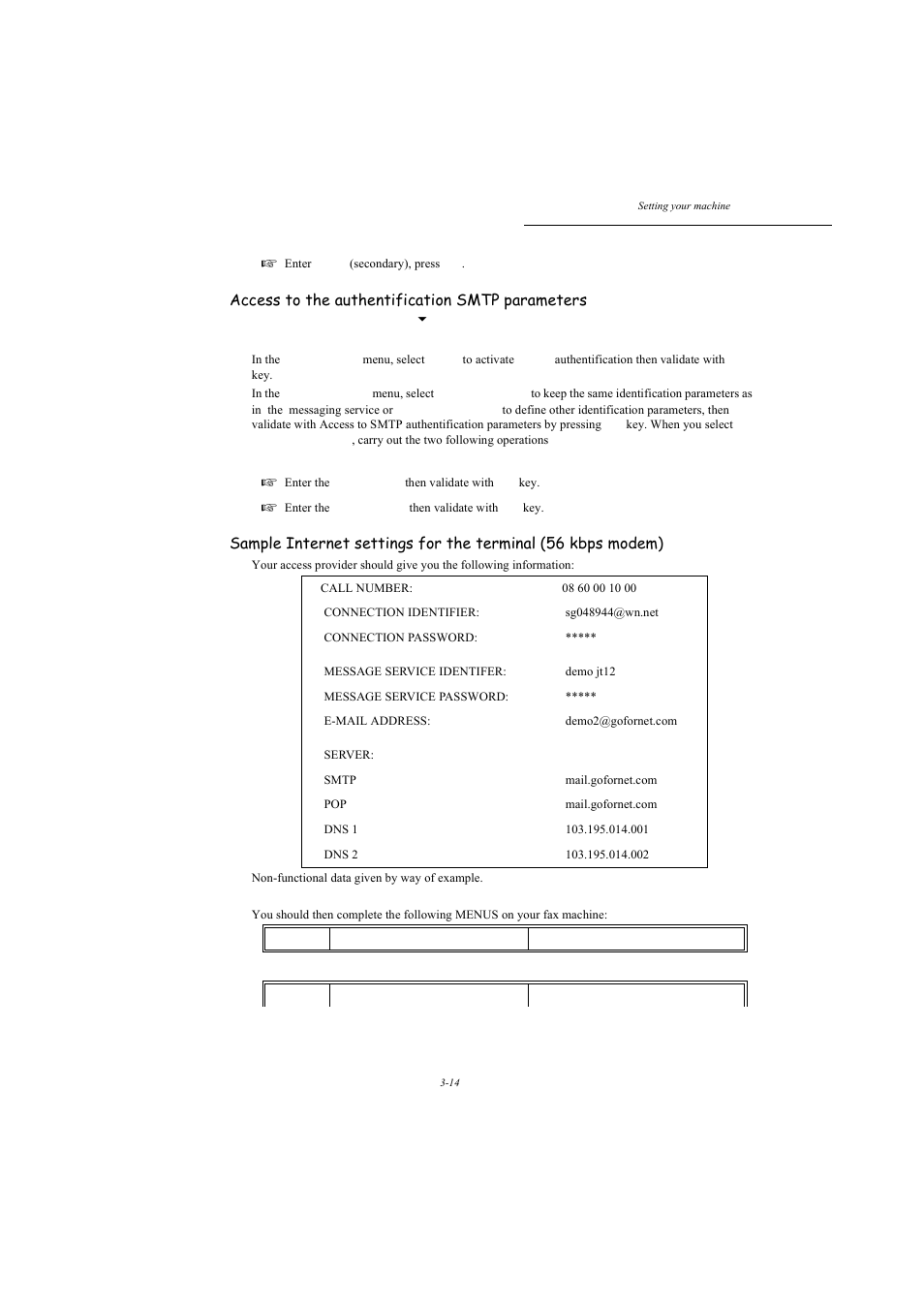 P. 3-14, Access to the authentification smtp parameters, Connection | TA Triumph-Adler MFP 980 User Manual | Page 51 / 125