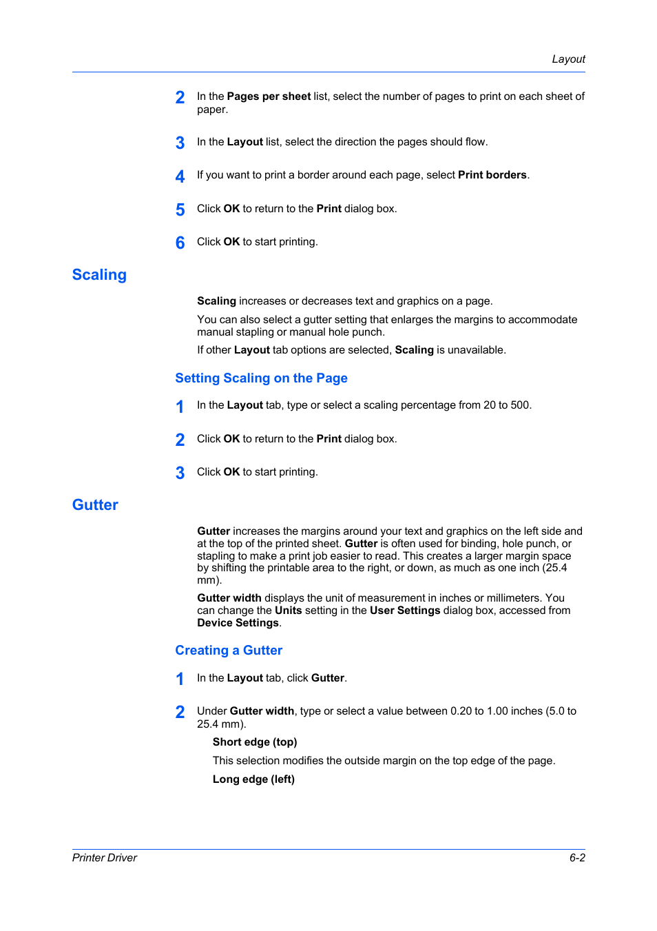 Scaling, Gutter, Creating a gutter | Scaling -2, Gutter -2, Creating a gutter -2 | Kyocera Ecosys m2040dn User Manual | Page 55 / 93