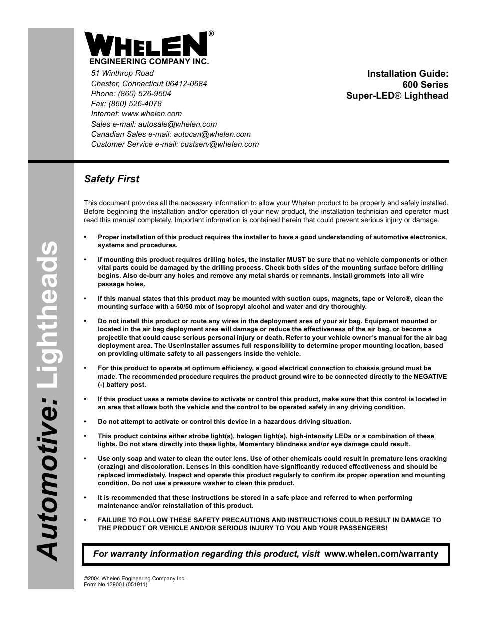 Whelen 60A02SAR User Manual | 3 pages