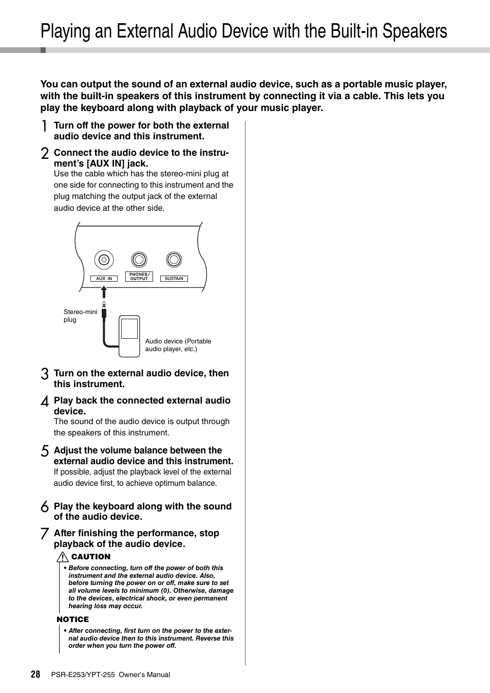 Yamaha PSR-E253 User Manual | Page 28 / 48