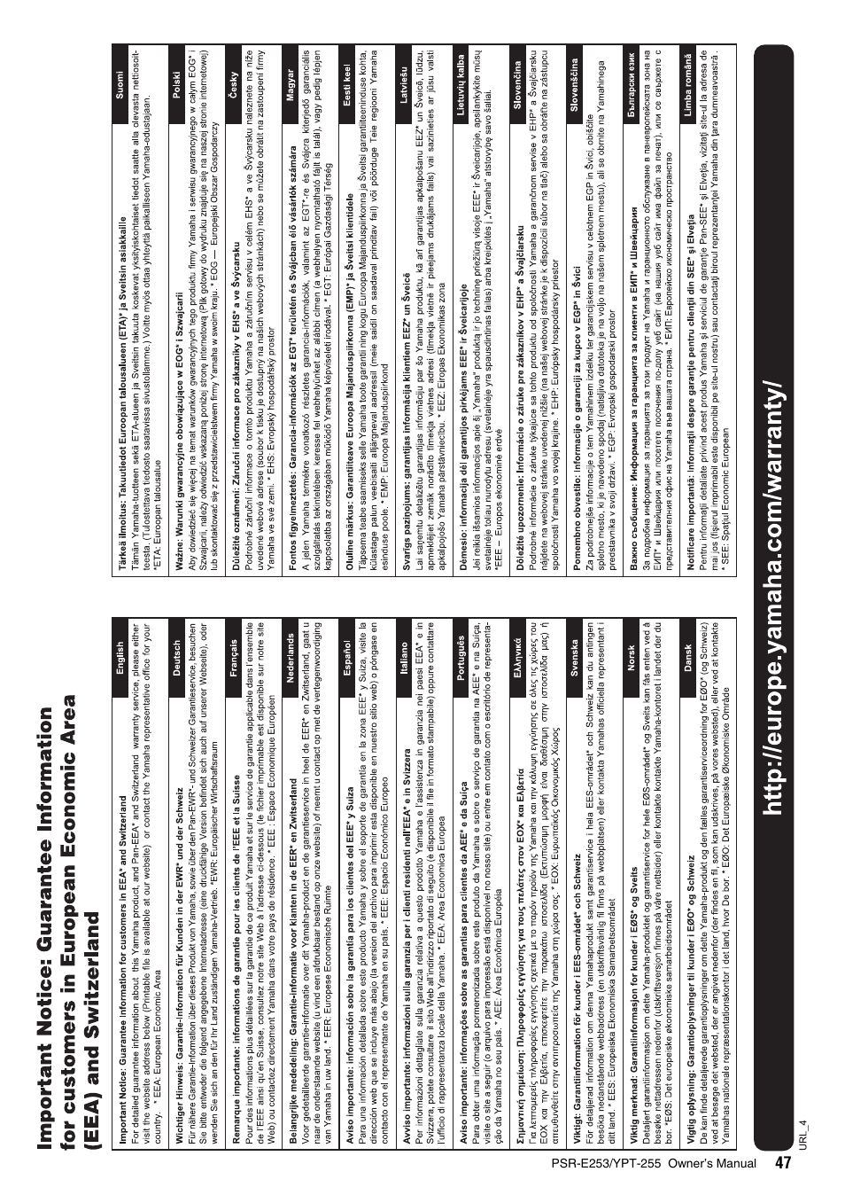 Yamaha PSR-E253 User Manual | Page 47 / 48