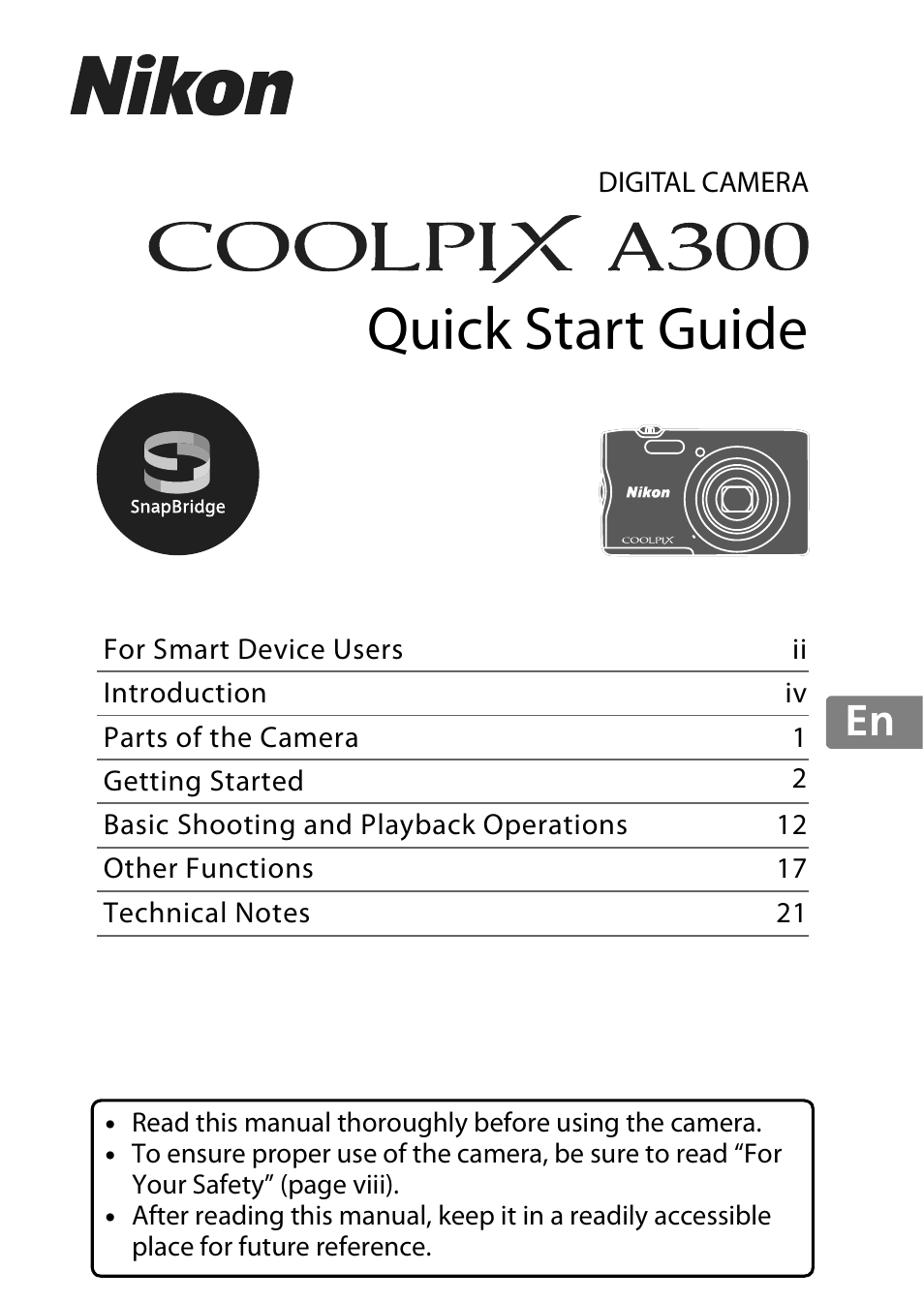 Nikon Coolpix A300 User Manual | 44 pages