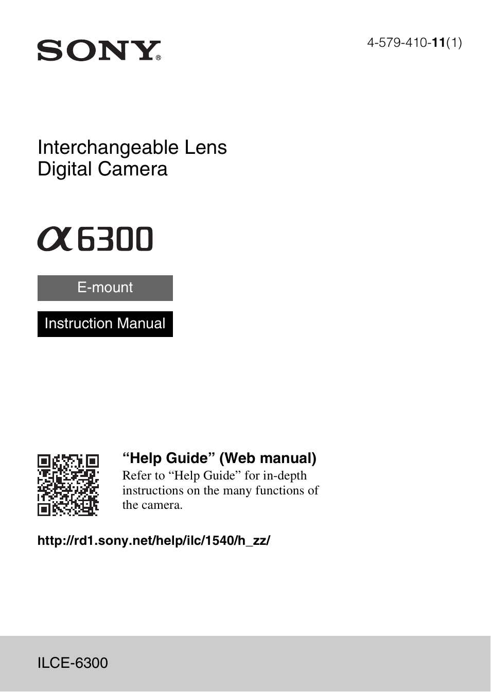 Sony Alpha 6300 User Manual | 48 pages